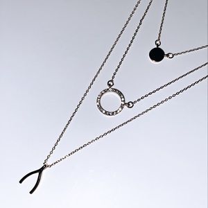 Wishbone Chic Layering Necklace Rhinestone Set